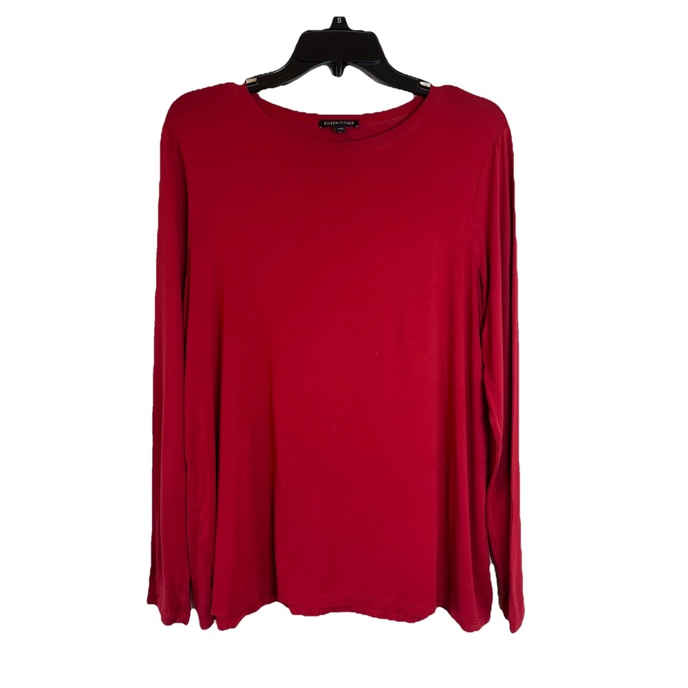 Eileen‎ Fisher Burgundy Long Sleeve Top Size Medium